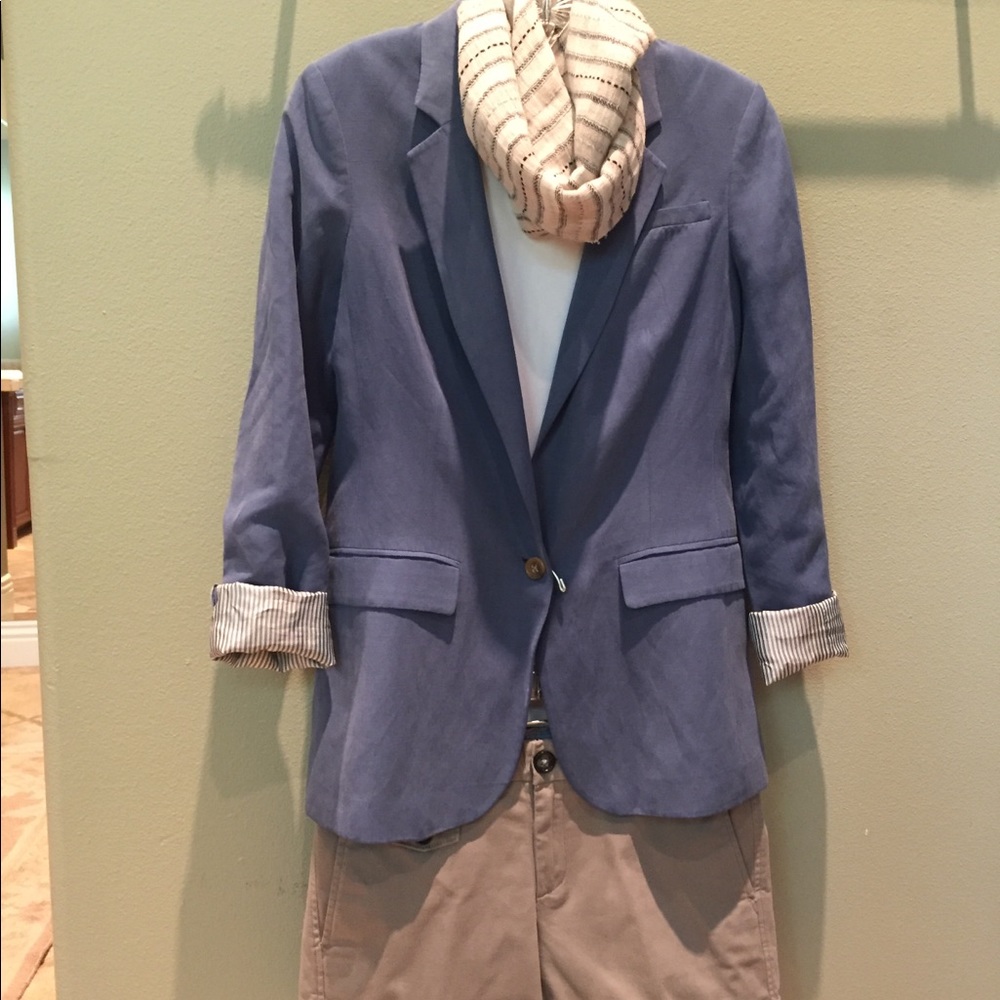 Blue Banana Republic Blazer and Grey Shorts